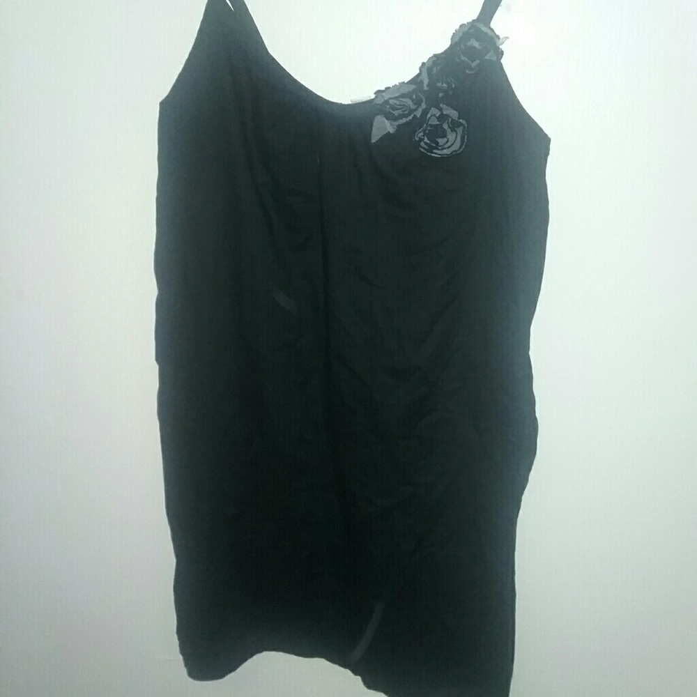 black dress accented with flowers
